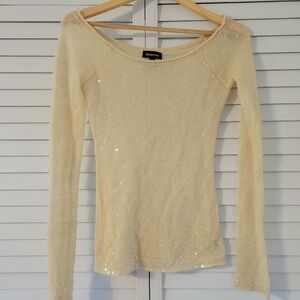 Bebe Cream Sequin Women's Top